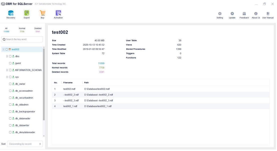 Select Database - DBR For SQLServer