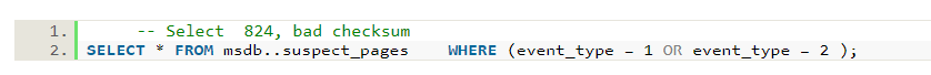 msdb.dbo.suspect pages