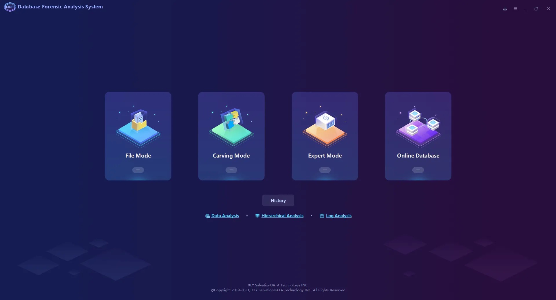 Dashboard of Database Forensics Analysis System