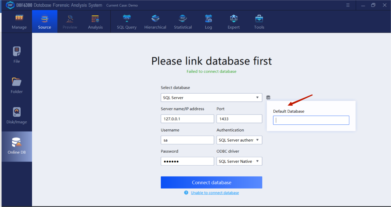 inputting-the-database-name