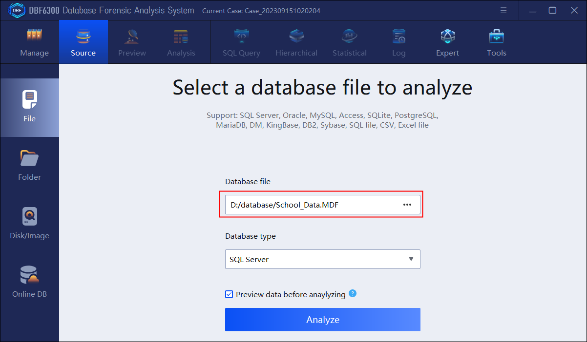 select-database-file-to-analyze