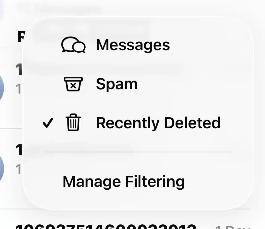 Recently deleted messages on iPhone