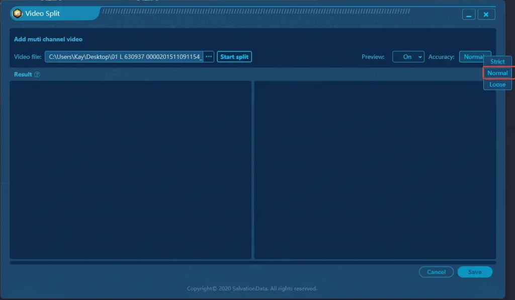 Import the target video. The default split accuracy is Normal