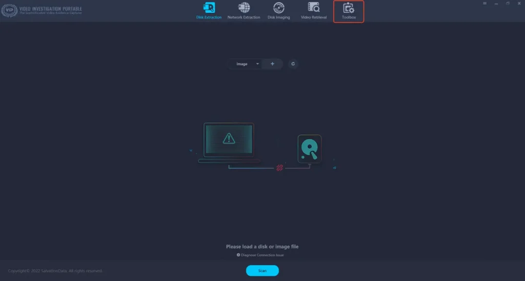 Open the VIP2.0 and find the Toolbox