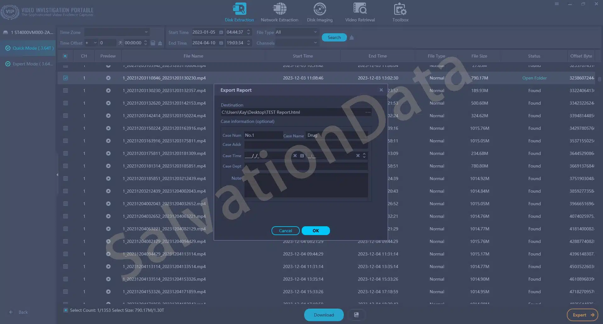 Export the report