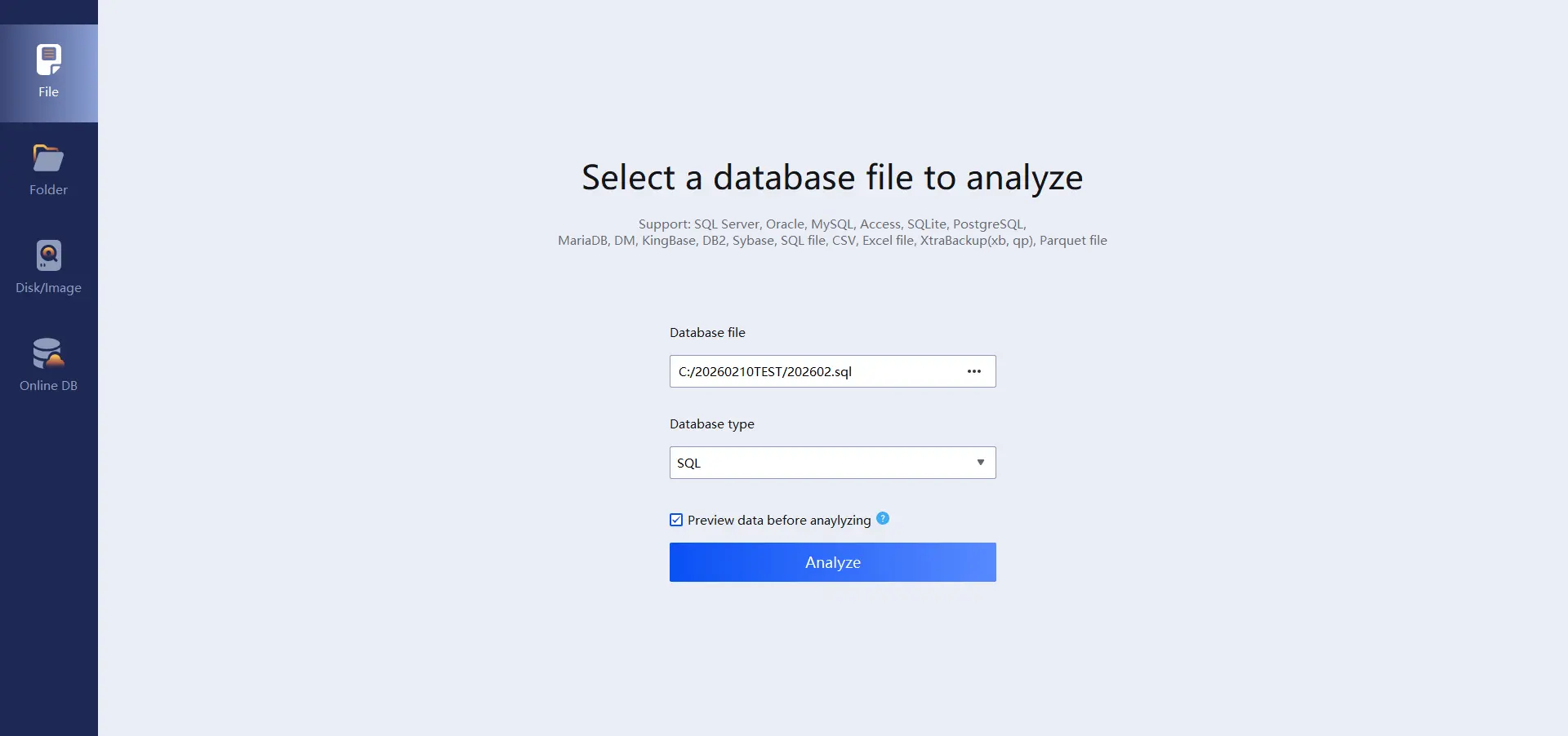 DBF6300 operation step 2 - import database file and connect it to the case