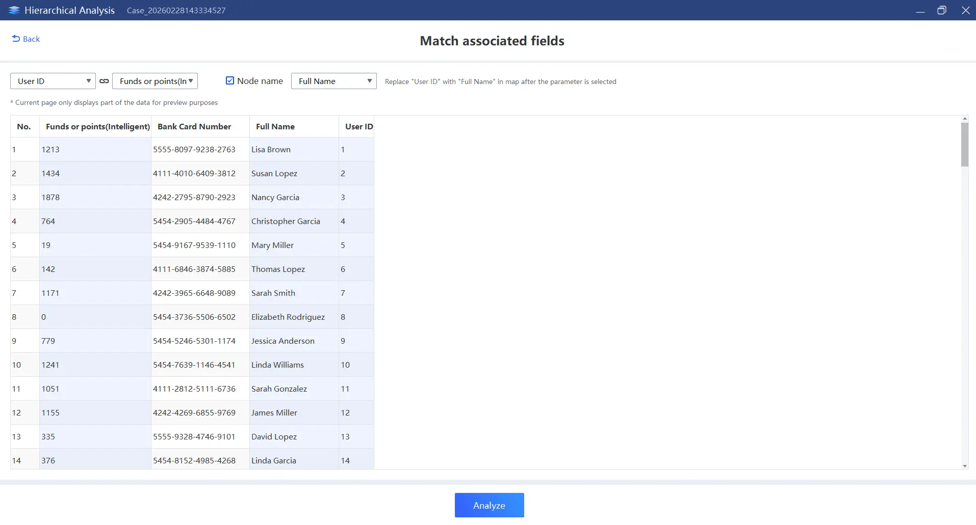 DBF6300 operation step 5 - Key fields analysis