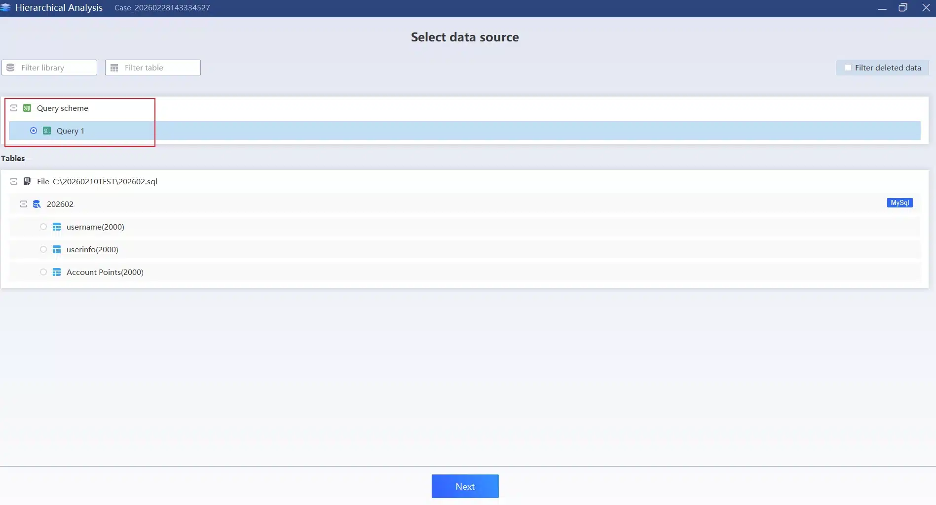 DBF6300 operation step 5 - hierarchical analysis 3