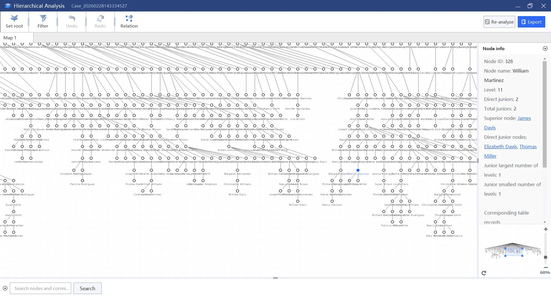 DBF6300 operation step 5 - key fields and hierarchical analysis