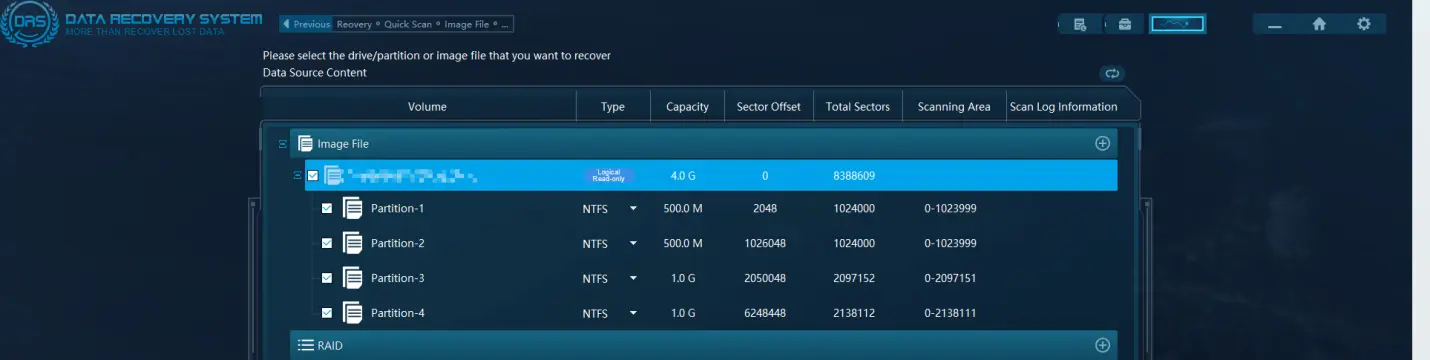 DRS operation steps - scan lost partitions